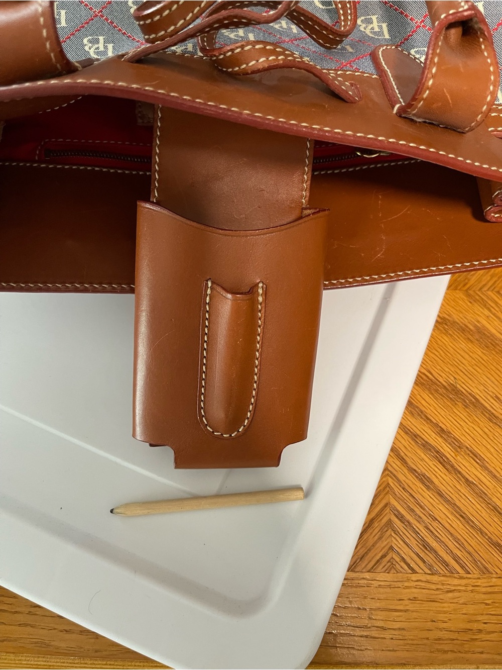 Dooney & Bourke Elite Alto Y2K Signature Monogram Canvas and Leather Tassel Tote - Picture 13 of 14